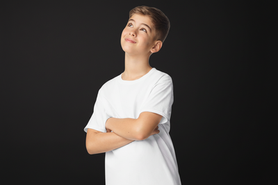 White t-shirt covered with color powder after a color run